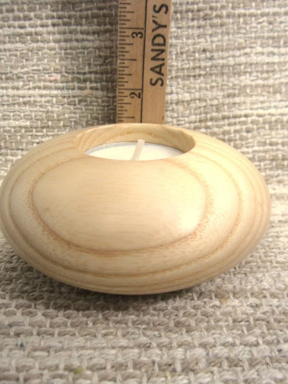 NEW Oak or Ash Wood Turned Tea Light Candle Holder Contemporary MCM Round Lite